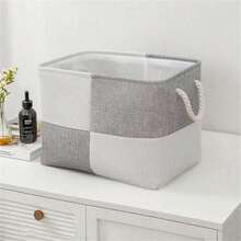 RKSUD Thickened Moisture-Proof Dust-Proof Faux Linen Storage Basket Foldable Laundry Hamper Bedroom Desktop Organizer Bin Box For Clothes Toys Underwear Socks Cosmetics Home Organization Container - Multicolor - View 7