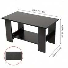 Modern Coffee Table Living Room Tea Side End Desk With Lower Storage Shelf Black - Black - View 2