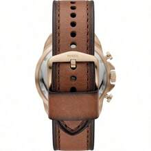 Fossil The Bronson Men's Quartz Chronograph Watch With Brown Leather Strap, Featuring Fashionable Texture And Business Casual Style FS5857