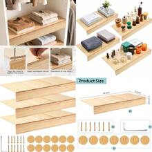 MX    3 Pcs 30 X 12 Inch Wooden Wire Rack Covers For Removable Closet Decoration Shelf Covers With Wood Grain Stickers For Pantry Bathroom Kitchen Shelving Upgrade Wood Color - 30x12英寸 - 查看 1