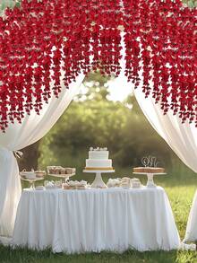 Decoración del hogar dulce 43" Ramo artificial de flor de glicinia de seda, vid artificial de glicinia de seda colgante, guirnalda colgante para decoración de boda, tallo de flor colgante, 6 ramas, flores de glicinia de primavera, flores de boda (Burdeos) - Burdeos - Ver 7