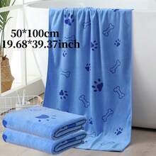 1pc/2pcs Soft & Absorbent Microfiber Pet Towel, Cute Paw Print, Bone, Bear, Rabbit Design, 50cm*100cm, Quick Drying, Cartoon Print Pet Bathing Towel, Ideal For Drying Cats, Dogs, Pet Grooming - Multicolor - View 17