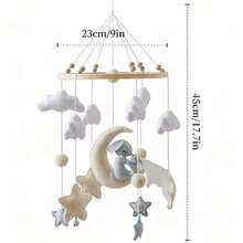 婴儿绵羊和星月床铃，手工制作的婴儿床摇铃，可爱的动物造型摇铃玩具，促进眼手协调能力发展，儿童房装饰，混合颜色，新生儿床铃玩具，亲子互动、生日、圣诞节的最佳礼物