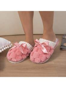 新款秋冬室內保暖蝴蝶結拖鞋女款