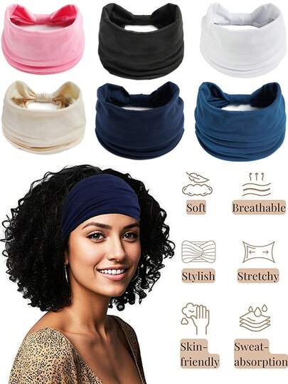 1pc Knitted Elastic Wide Headband For Women, Suitable For Daily Hairstyle Decoration Turban Headband Sweatband, School Stuff, College, Headbands Women Bandanas Winter Hair Accessories Elegant Scarf
