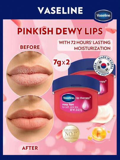 Vaseline [Confezione doppia 2x7g] Lip Therapy 2 Confezioni (Originale) 7g | Lip Jelly K-Beauty per labbra secche e screpolate | Mini duo di skincare | Balsamo idratante da giorno e notte | Prodotto in Corea