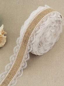 1 pièce Ruban de toile de jute DIY, 200 cm/2,19 yards Emballage cadeau en lin DIY, Décoration de mariage et de fête, Convient pour la maison, les mariages, les fêtes et l'artisanat, les ornements d'anniversaire et de fête, Rouleau de dentelle en lin fait main