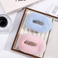 3pcs/6pcs Autumn/Winter Plush Flat & Round Hair Clips Set For Women, Daily Hairstyle Clips With Teeth, Non-Slip Duck Clip, Bendable Arc Design, Vintage Sweet Simple Niche Hair Accessories