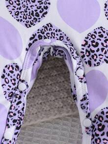 2pcs Baby Girls' Heart & Letter Print Long Sleeve Jumpsuit, All Season - Purple - View 6