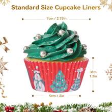 100/200 Count Christmas Cupcake Liners Merry Christmas Tree Snowman Santa Baking Cup In 4 Kinds Cupcake Wrapper Standard Muffin Liners For Winter Birthday Christmas Party Cake Dessert Decor - Multicolor - View 2