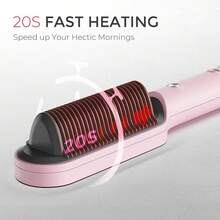 TYMO Cepillo alisador de pelo, peine alisador de cabello para mujeres con 5 temperaturas de 20 segundos, calentamiento rápido y antiquemaduras - Rosa - Ver 3