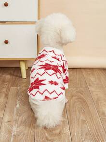 EOO 1pc Cat & Dog Universal Fashionable New Ins Style Warm Geometric Pattern Autumn/Winter Plush Pet Sweatshirt - Multicolor - View 2