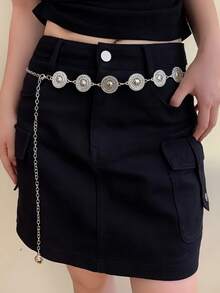 1件装女士波西米亚镂空金属腰链，可搭配连衣裙、衬衫，适合夏季、秋季、万圣节等场合。