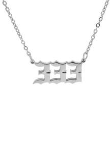 1條不鏽鋼幸運數字項鍊,歐美簡約款18k鈦鋼111-999數字掛墜項鍊,男女情侶配飾 - 銀色 - 查看 13