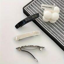 1pc Acetate Barrette French Hair Clip, Elegant Rectangle Hair Clip With Fashionable Tortoiseshell Print, Women Hair Accessory, Claw Clips, Hair Claws, Hair Slide, Hair Barrettes