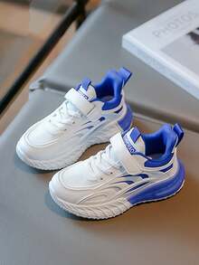 New Stylish Contrast Color Hook And Loop Sports Shoes For Teenagers - Shock Absorbing Breathable Mesh Shoes, Comfortable Lining Won't Hurt Feet, Suitable For Outdoor Running And Walking, All Season Wear