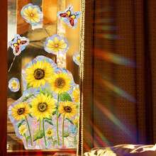 Sunflower Window Stickers Suncatcher Flower Butterfly Window Clings Indoor Outdoor Decorations For Home - Yellow - View 2