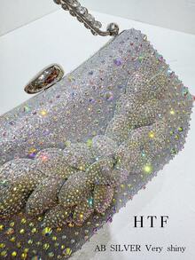 Crystal-Embellished Metal Chain‌ Evening Bag, Dinner Bag Glamorous, Elegant, Exquisite, Quiet Luxury Rhinestone For Party Girl, Woman, Bride Perfect For Party, Dinner/Banquet Christmas Party Dress, Glamorous Rhinestone Bag