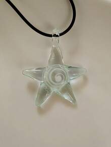 1 件创意海洋风格艺术海星内螺旋玻璃项链吊坠适合任何场合男女