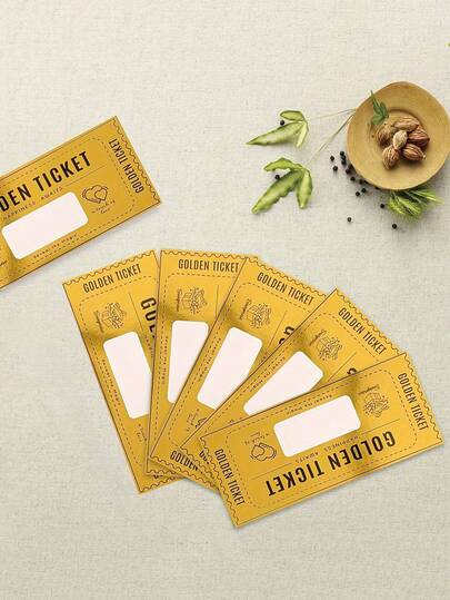 10er Set Goldene Tickets mit Umschlag, Rubbelkarten Überraschungsgeschenk, Party Zubehör, Geburtstag Hochzeit Karte Konzert Ticket Kino Gutschein Tombola Geschenk