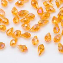 约95颗5*8毫米水滴形玻璃珠，彩色镀AB彩DIY饰品吊坠，适用于手工配件、鞋子、包包、发饰、节日礼物、生日礼物等。 - 5*8mm橫孔水滴 - 查看 64