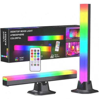 Okelly LED RGB ゲームライト テレビライト1600万色光 音楽同期 リズムライト 可調光調色 明るさ調節 リモコン制御 テレビ、ゲーム、PC、パーティー、娯楽、部屋の装飾 雰囲気ライ （2個） (App+control)