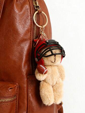 Portachiavi carino a forma di orso americano con casco da football - Ciondolo unisex per borsa/zaino/auto, accessorio perfetto come regalo per la fidanzata, decorazioni natalizie, regali di Natale, accessori per auto per donna