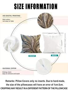 4pcs 18" X 18" Modern Abstract Feather Pattern Pillow Covers (Printed Cushion Covers, No Sequins), Zipper Closure, Mixed Color Design, Suitable For Living Room, Bedroom, Office And Holiday Gifts (Pillow Insert Not Included), Vintage Pillowcase, Bedroom Decor, Modern Decor, Elegant Style, Shiny Texture, 2D Flat Print - Silver - View 2