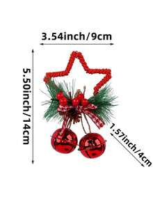 1 peça de sino festivo de Natal em formato de estrela de cinco pontas - Metal e Plástico, ideal para enfeites de árvore, sinos de laço, vitrines e decorações de Natal, decoração de quartos, decoração de casa, decoração de escritórios, decoração de festas temáticas, decoração de Natal, decorações de Natal, decorações de inverno, presentes de Natal para casa, decoração de Natal - Multicolorido - Ver 7
