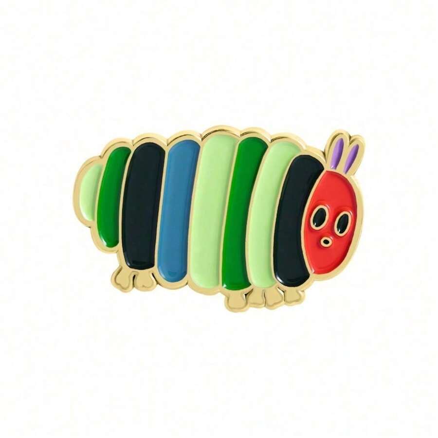 Plant Food Brooch Apple Caterpillar Cute Zinc Alloy Badge Clothing Accessories Collar Pin - QHXZ4655 - Xem 1