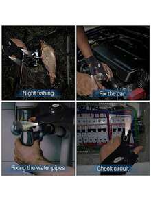 1 Pair Of LED Flashlight Gloves - Perfect For Car Maintenance, Night Fishing, Running, Camping, And Hiking! (Excluding Battery)