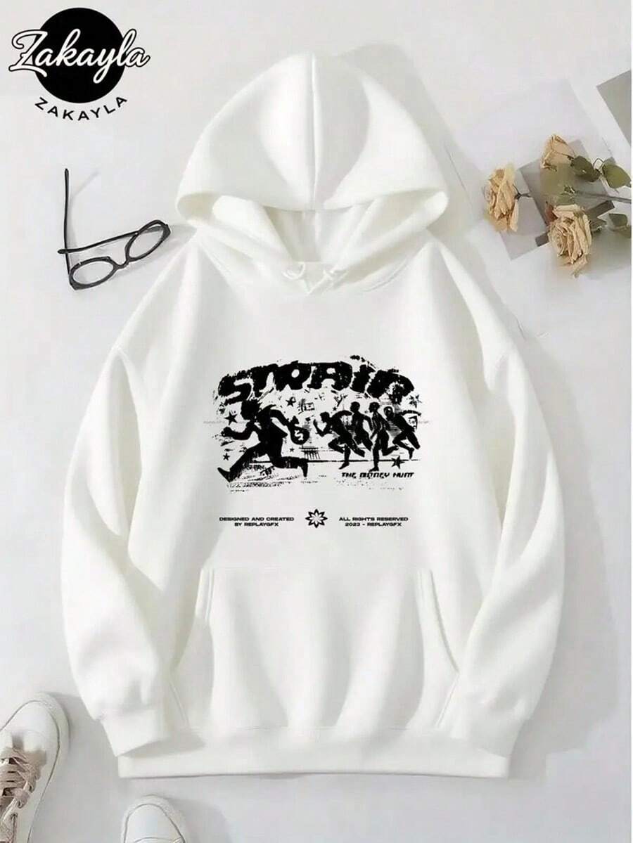 Men'S Hooded Sweatshirt Featuring A Casual Pullover Style, Solid Color With A Pocket, Long Sleeves, And A Regular Pattern. Made From A Cotton-Polyester Blend,Fall Hoodies,Men's Fall Clothes,Street Wear,Halloween,Mens Hoodies,Y2k Clothes,Jesus Hoodie,Thanksgiving Day,Nightmare Before Christmas,Christmas - White - View 1