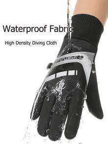 1Pair Winter Cycling Gloves For Men, Outdoor Cycling Reflective Exposed Finger Touch Screen Anti Slip And Velvet Warm Riding Gloves, Made Of Polyester Fiber Material, Waterproof Fabric, Exquisite Craftsmanship, Suitable For Men, Essential For Autumn And Winter. A Pair Of Simple And Personalized Sports Gloves, Snow Gloves