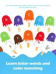 1 Set Montessori Ice Cream Alphabet Matching Game - Early Learning Educational Toys For 2-4 Year Olds, ABC Recognition & Fine Motor Skills Development, Color Sorting & Counting, Educational Toy ,Christmas/Birthday Gift For Kids