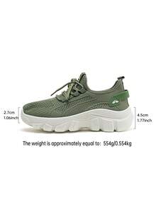 "Export Platform Round Toe Slip-On Sports Shoes Women 2025 Summer Large Size Breathable Running Shoes Soft Sole Casual Lace-Up Lightweight Women" - Green - View 9