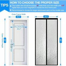 Magnetic Thermal Insulated Door Curtain, Waterproof EVA Door Cover, Fit Doors Size Up To 38x82Temperature Insulated Doorway Curtain Partition, Patio Self - Closing Doors Net Screen - Phù hợp với kích thước cửa 36"X94.5" - Xem 2