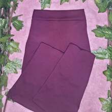 Flare Pants Knitted Fabric Buckle - 酒紅色 - 查看 4