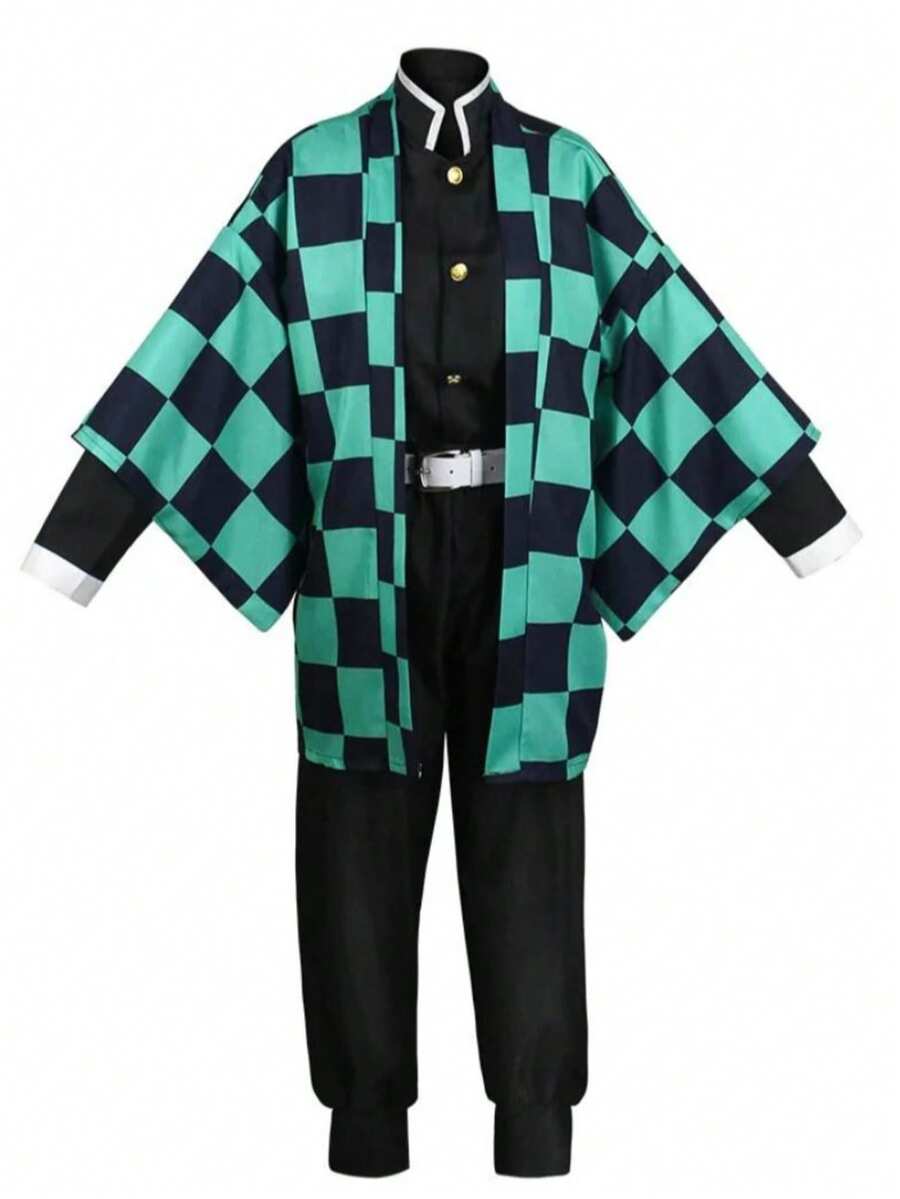 Capa Kimono TANJIRO , Demon , Cosplay adulto unisex - Verde - Visão 1