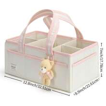 1pc Diaper Caddy Organizer With Handle, Baby Shower Gifts Basket Bag, Registry Search Must Haves Items, Newborn Girl Boy Nursery Storage Organizer, Baby Bag Essentials, Car Diaper Caddy Cart - 粉色 - 查看 11