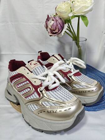 Women's Thick Sole Chunky Sneakers, New Vintage Breathable Fashion Casual Platform Shoes