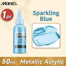 Marie's 金属丙烯酸涂料，珠光浓郁闪亮颜料，带便携式瓶，可呈现闪光金色银色，适用于 DIY 艺术绘画、木材、玻璃、瓷器、绘画、绘图、混合颜色、不褪色、艺术家艺术用品、成人（50 毫升/1.7 液盎司） - 單件 - 查看 10