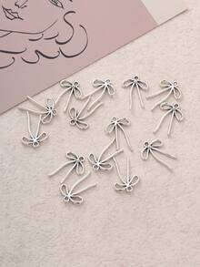 14pcs Ribbon Bow Pendant DIY Jewelry Making Charms - Silver - View 4