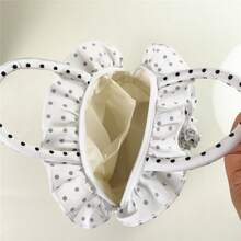 Ruffle Handbag For Women Cute Dots Print  Clutch Purse Lightweight Tote With Handles - 白色 - 查看 4
