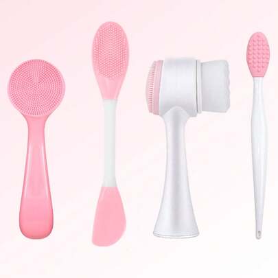 4/1 Pcs Facial Cleansing Tool Set, Soft Silicone Facial Cleansing Brush, Cleans Large And Visible Pores, Double-Sided Blackhead Cleaning Tool, Beauty