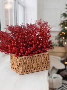 Christmas Glitter Berries Stems Artificial Red Berry Branches Holly Picks Stems Christmas Tree Ornaments For DIY Xmas Wreath Crafts Gifts Holiday Home Decor-Pink Christmas Glitter Needles Christmas Decorations Room Decor,Christmas Decorations, Wedding Scene Arrangements, Christmas Decor Home,Christmas Tree,Christmas Tree Decorations;