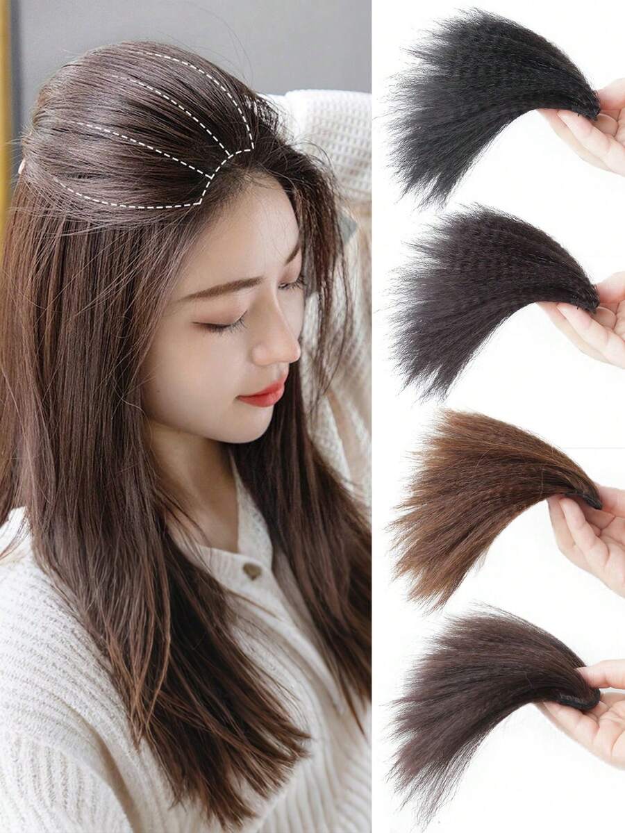 Clip-In Synthetic Hair Extensions Set Of 1, Invisible Root Volumizer Straight Clip-On Hairpiece, Top Boosting Hair Padding Pieces, Adds Volume For All - Suitable For Men & Women, Easy To Use