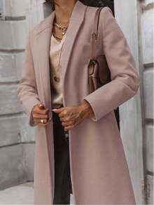 Plus Size Women's Elegant Button-Up Solid Color Coat Jacket, Autumn/Winter