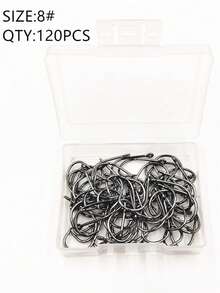 120pcs Iseama Fish Hooks With Hole, Saltwater Fishing Hooks With Barbs, Iseama Big Game Fishing Accessories - Black and White - View 14