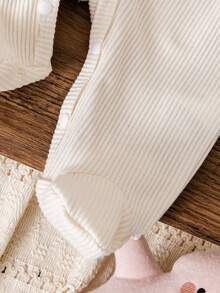 Autumn/Winter Baby Girls' Peter Pan Collar Cute Bow Design Long Sleeve Footie Jumpsuit - White - View 5