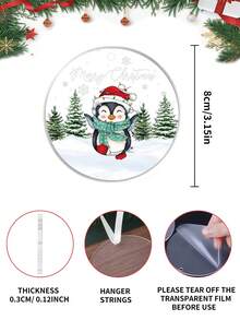 Ornament de Crăciun Fericit cu Pinguin pentru Bebeluși, Cadouri de Ornament cu Pinguin pentru Familie, Decor Agățat pentru Bradul de Crăciun, Ornamente Pandantive Acrilice de Crăciun, Ornamente Pandantive de Crăciun cu Animale, Suvenir de Crăciun cu Animale Drăguțe